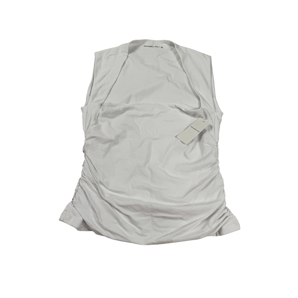 Abercrombie & Fitch White Ruched Sleeveless Square Neck Top Size Large NWT